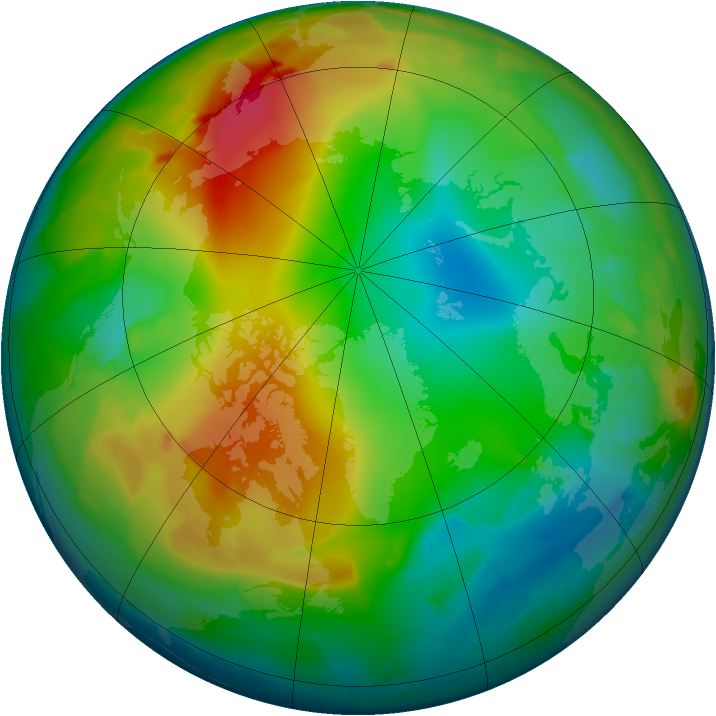Arctic ozone map for 07 January 2012